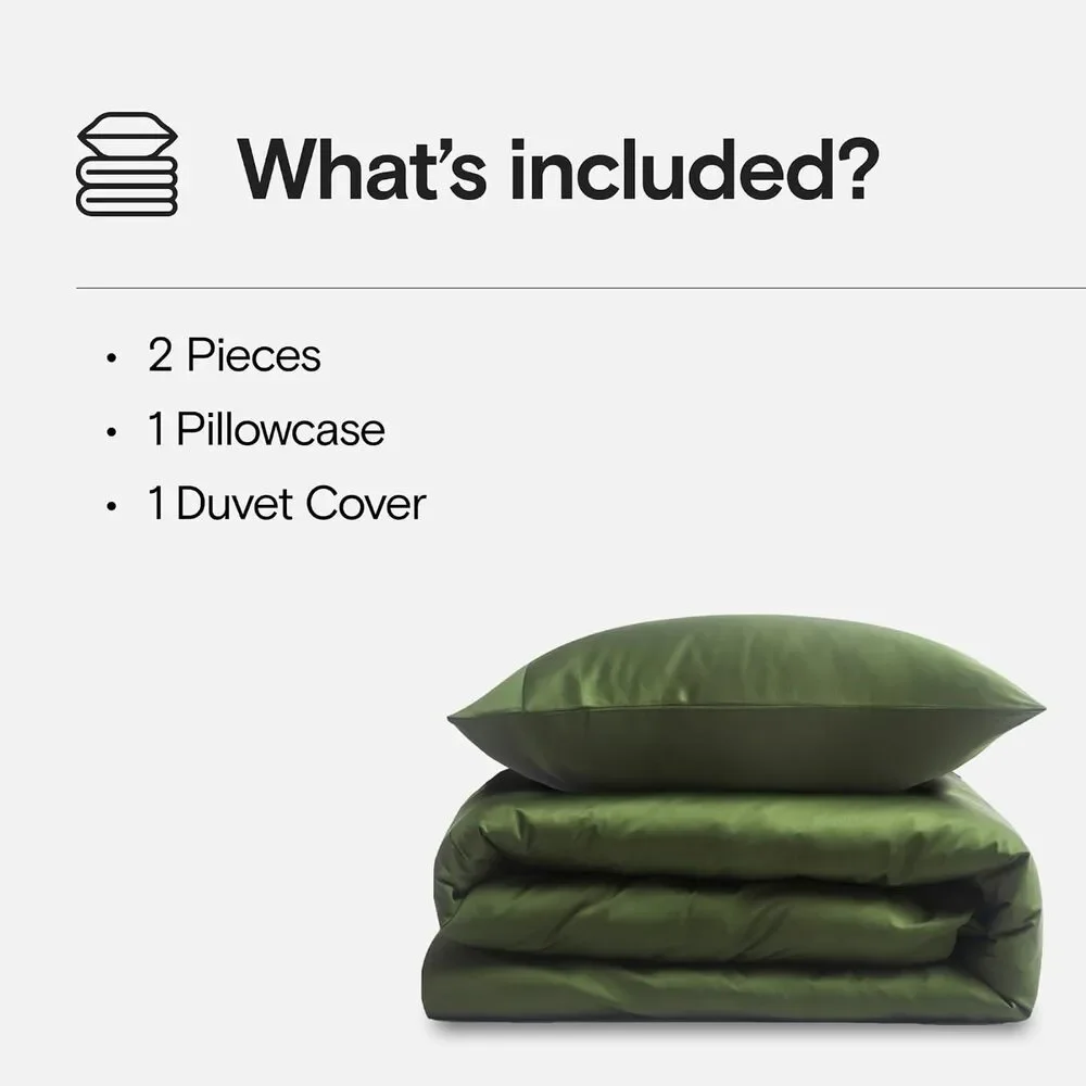 NWT DOZ Duvet Cover 3PC Set 100% Viscose +2 Shams Forest Green Queen 90